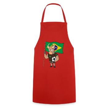 Taurus Fan Brésil - Tablier de cuisine - rouge - Devant - AI Model Male 185 dark (185cm)