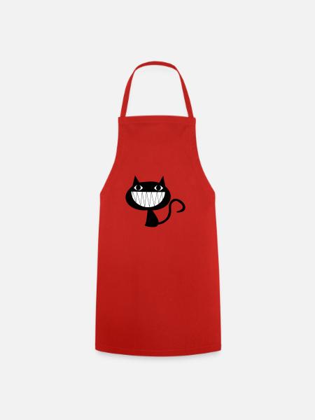 Laughing cat with teeth - Cooking Apron - red