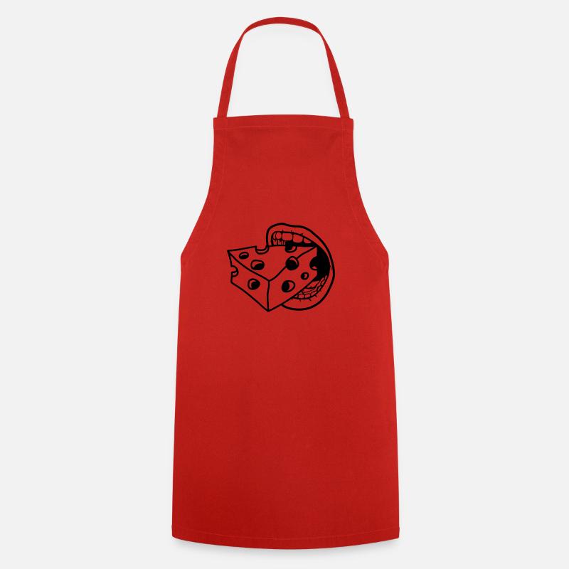 mouth bite eat mouth kaese loecher gauda co - Cooking Apron - red