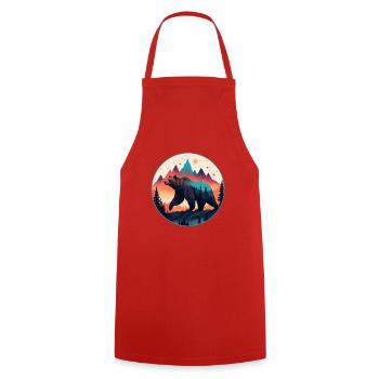 Grizzly Bear Kodiak Bear Silhouette d’ours brun - Tablier de cuisine - rouge - Devant - AI Model Male 185 dark (185cm)