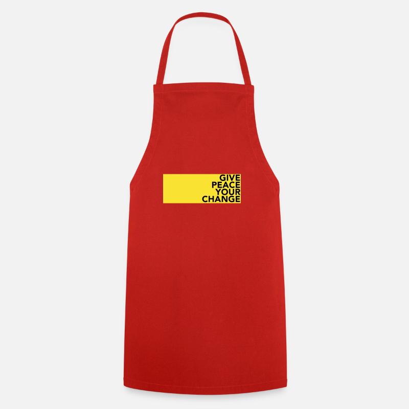GIVE PEACE CHANGE - Cooking Apron - red