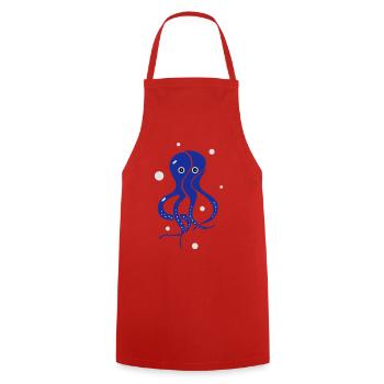 Le calmar - Tablier de cuisine - rouge - Devant - AI Model Male 185 dark (185cm)