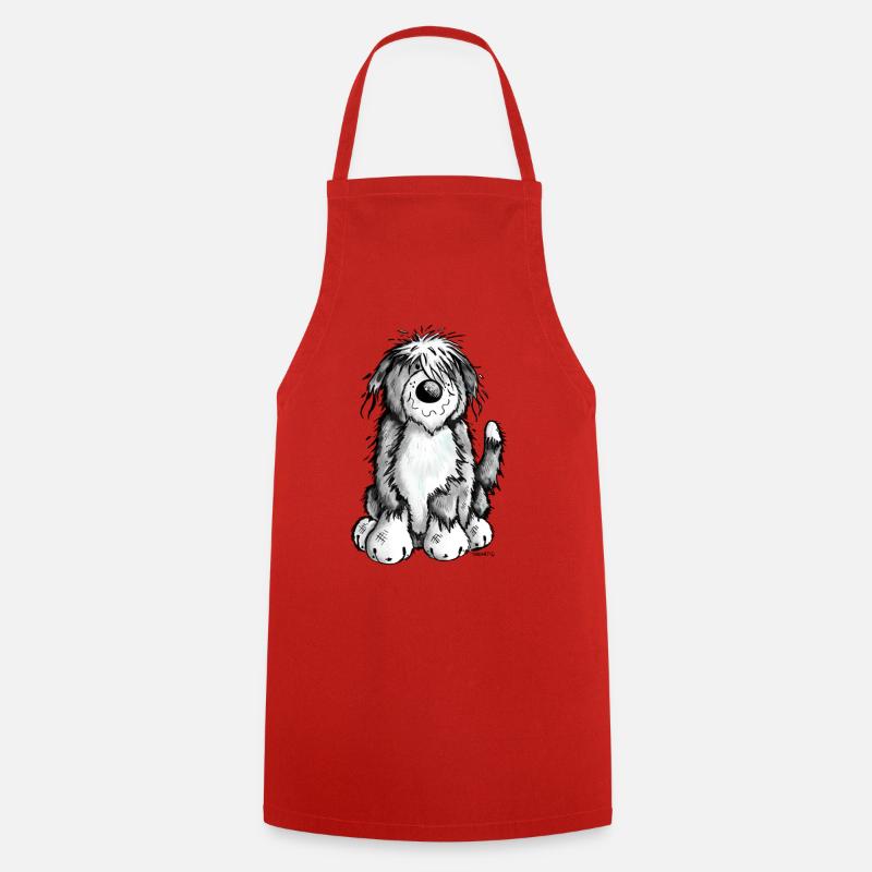 Cute Bearded Collie - Cooking Apron - red