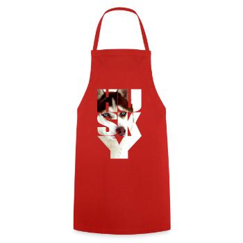 Husky copper red head in the text - Cooking Apron - red - Front - AI Model Male 185 dark (185cm)