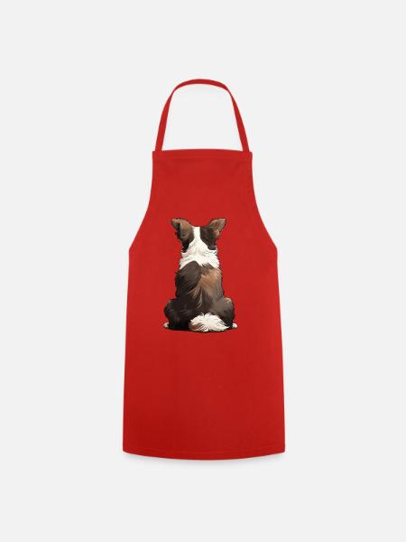 Border Collie - Cooking Apron - red