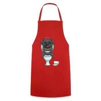 Hardcore Gamer Mops auf der Toilette zockt - Kochschürze - Rot - Vorne - AI Model Male 185 dark (185cm)