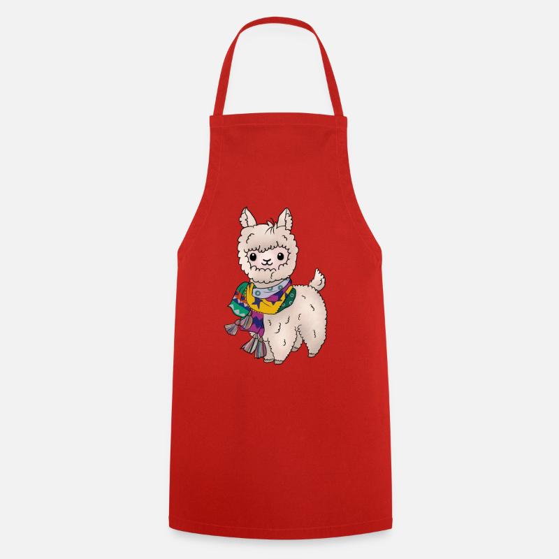 Winter Llama - Cooking Apron - red