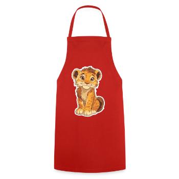 Lion - Tablier de cuisine - rouge - Devant - AI Model Male 185 dark (185cm)