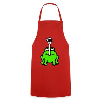 Frog catches fly tongue mosquito eat hunger toad - Cooking Apron - red - Front - AI Model Male 185 dark (185cm)