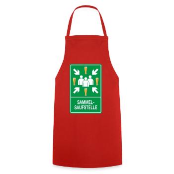 Sammel-Saufstelle – Party Zone - Kochschürze - Rot - Vorne - AI Model Male 185 dark (185cm)