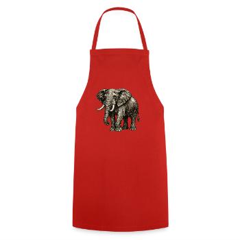 Vintage Elefant Illustration – Kraft & Natur - Kochschürze - Rot - Vorne - AI Model Male 185 dark (185cm)