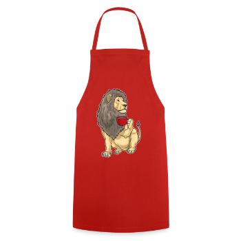 Lion Coffee Mug - Cooking Apron - red - Front - AI Model Male 185 dark (185cm)