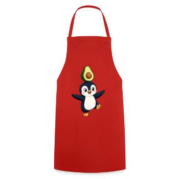 Süßer Pinguin Cartoon Tanzen Gemüse Avocado Vegan  - Kochschürze - Rot - Vorne - AI Model Male 185 dark (185cm)
