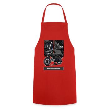 S51 (blau) // Illustration - Kochschürze - Rot - Vorne - AI Model Male 185 dark (185cm)