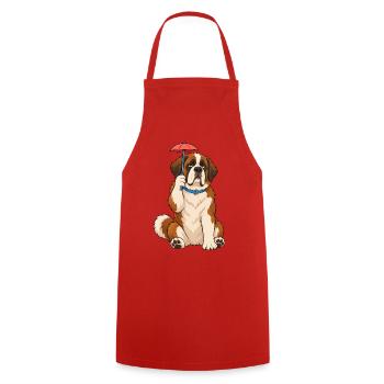 Bernhardiner winziger Regenschirm - Kochschürze - Rot - Vorne - AI Model Male 185 dark (185cm)