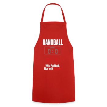 Anzeigetafel 0:0 vs 34:31 – Handballer Shirt - Kochschürze - Rot - Vorne - AI Model Male 185 dark (185cm)