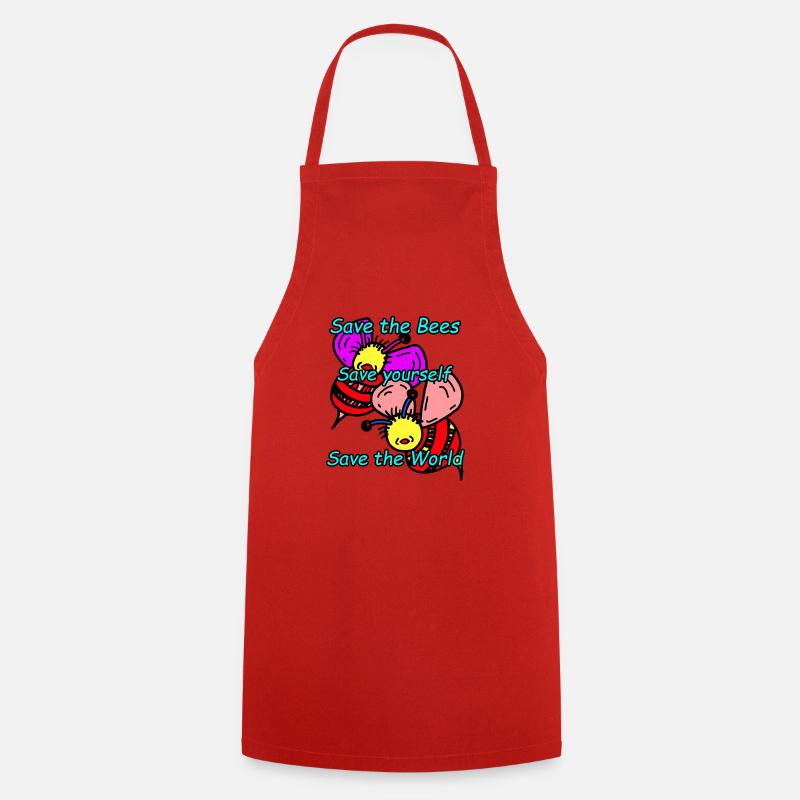 bees - Cooking Apron - red