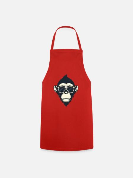 affe kopf sonnenbrille cool haare Frisur - Kochschürze - Rot