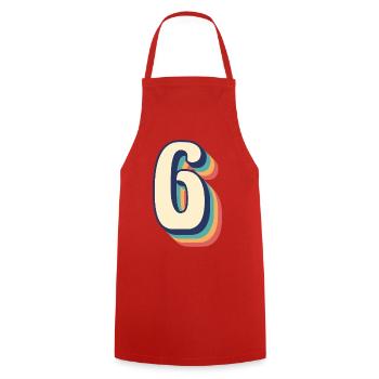 vintage retro t shirt number 6 six Sechs sei seis - Cooking Apron - red - Front - AI Model Male 185 dark (185cm)