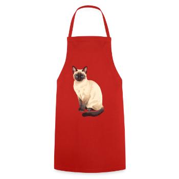 Siamese Cat Sitting Cat Lover - Cooking Apron - red - Front - AI Model Male 185 dark (185cm)