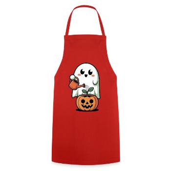 Cute Ghost Pumpkin Halloween Design - Cooking Apron - red - Front - AI Model Male 185 dark (185cm)