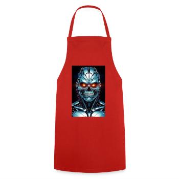 Cyber Skull Neon Steel - Cooking Apron - red - Front - AI Model Male 185 dark (185cm)