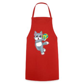 Chat Joueur de Volley-ball Volley-ball Sport - Tablier de cuisine - rouge - Devant - AI Model Male 185 dark (185cm)