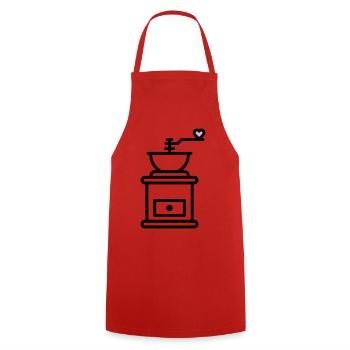 Coffee Love: Coffee Grinder with Heart Vector - Cooking Apron - red - Front - AI Model Male 185 dark (185cm)