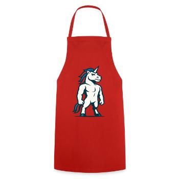 Power Unicorn Maskottchen starkes athletisches Design - Kochschürze - Rot - Vorne - AI Model Male 185 dark (185cm)