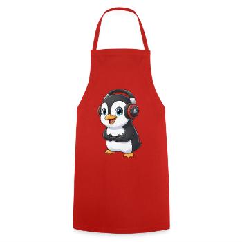 Cute Penguin Gamer Gaming Console Gaming - Cooking Apron - red - Front - AI Model Male 185 dark (185cm)