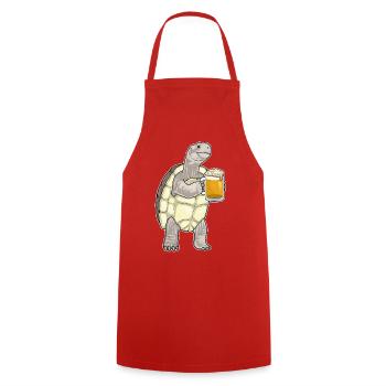 Schildkröte Bier - Kochschürze - Rot - Vorne - AI Model Male 185 dark (185cm)