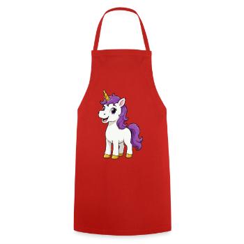 Unicorn with purple mane - Cooking Apron - red - Front - AI Model Male 185 dark (185cm)
