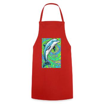 dolphin - Cooking Apron - red - Front - AI Model Male 185 dark (185cm)