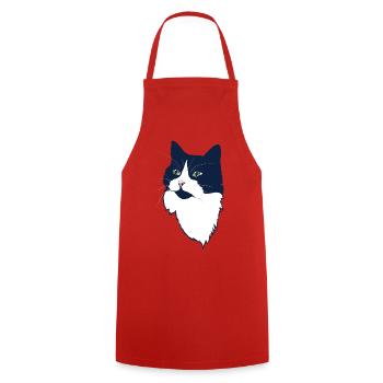 Mitternachts-Tuxedo-Katzenporträt - Kochschürze - Rot - Vorne - AI Model Male 185 dark (185cm)