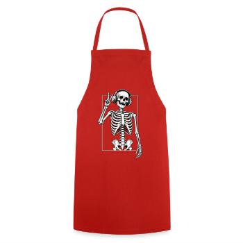 Skelett mit Kopfhörern - Kochschürze - Rot - Vorne - AI Model Male 185 dark (185cm)