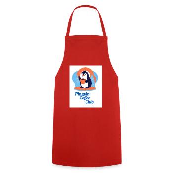 Penguin Coffee Club - Cooking Apron - red - Front - AI Model Male 185 dark (185cm)
