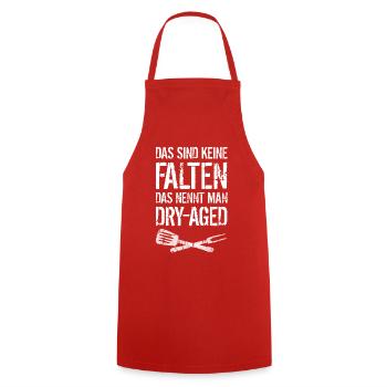 Nicht alt sondern dry-aged - Kochschürze - Rot - Vorne - AI Model Male 185 dark (185cm)