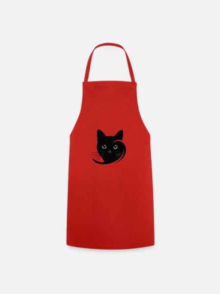 katzenportrait - Kochschürze - Rot