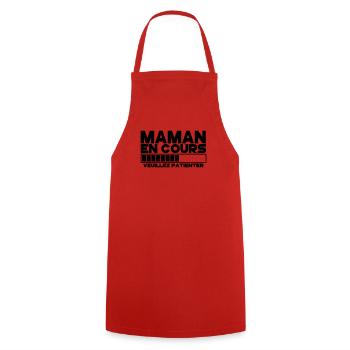 maman(veuillez patienter) - Tablier de cuisine - rouge - Devant - AI Model Male 185 dark (185cm)