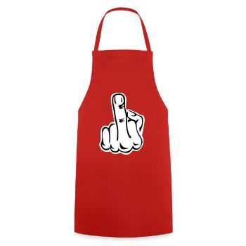 Stinkefinger Middle Finger 2c - Kochschürze - Rot - Vorne - AI Model Male 185 dark (185cm)