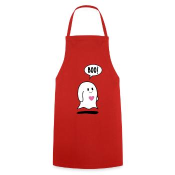 Little Ghost Ghost with Heart - Cooking Apron - red - Front - AI Model Male 185 dark (185cm)
