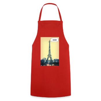 Eiffel Pop Art Paris - Kochschürze - Rot - Vorne - AI Model Male 185 dark (185cm)