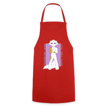 Heart River - Introvert (by Bunneko_Arts) - Cooking Apron - red - Front - AI Model Male 185 dark (185cm)