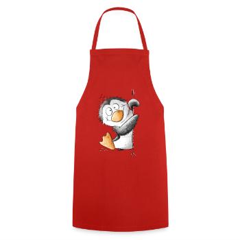 Drolliger Pinguin Wildtier Tiermotiv Cartoon - Kochschürze - Rot - Vorne - AI Model Male 185 dark (185cm)