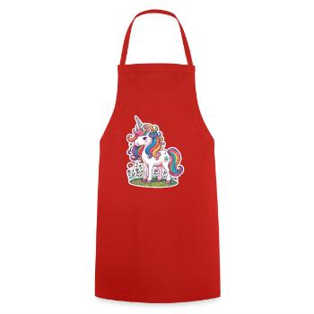 Licorne champ de fleurs - Tablier de cuisine - rouge - Devant - AI Model Male 185 dark (185cm)