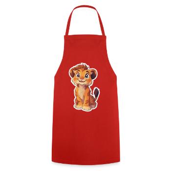 Lion - Cooking Apron - red - Front - AI Model Male 185 dark (185cm)