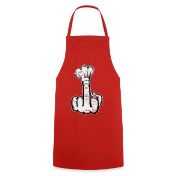 Mittelfinger Stinkefinger Kochmütze Design - Kochschürze - Rot - Vorne - AI Model Male 185 dark (185cm)
