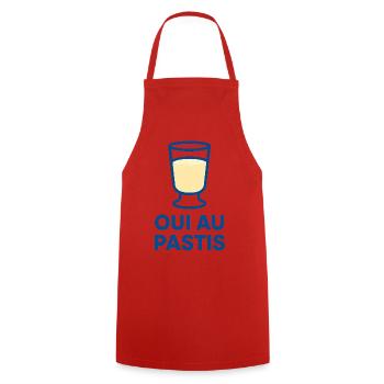 O.u.i au Pastis - Marseille - 13 - Tablier de cuisine - rouge - Devant - AI Model Male 185 dark (185cm)
