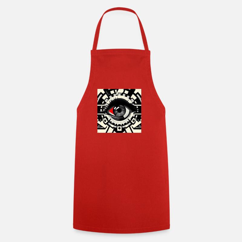 Œil de machine dans le kaléidoscope géométrique - Tablier de cuisine - rouge