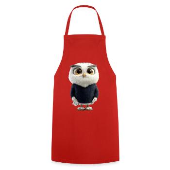 Owl Barn Owl Owl Owl Owl Cute Owls - Cooking Apron - red - Front - AI Model Male 185 dark (185cm)